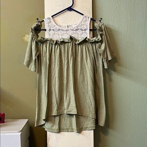 Elegant Sage Green Off-Shoulder Blouse